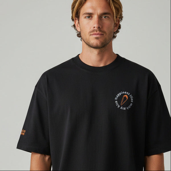 Happy Kite – Oversized Bio-T-Shirt mit Stickerei 