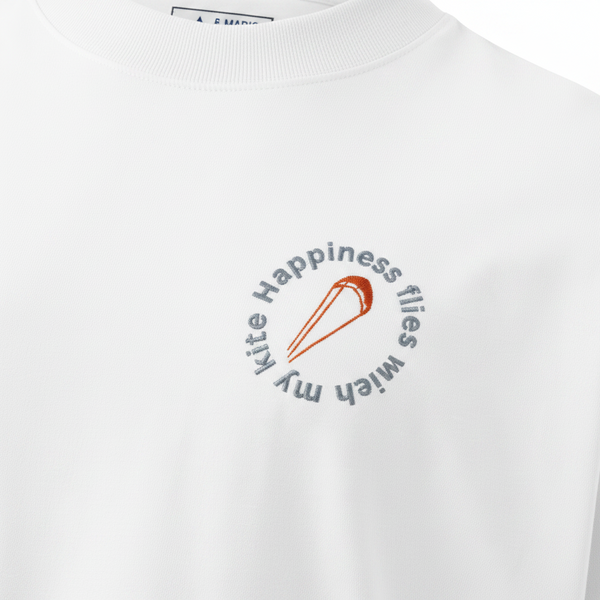 Happy Kite – Oversized Bio-T-Shirt mit Stickerei 