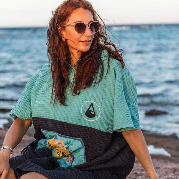 Travel Poncho Pahoa, Baumwolle Waffle Piquee