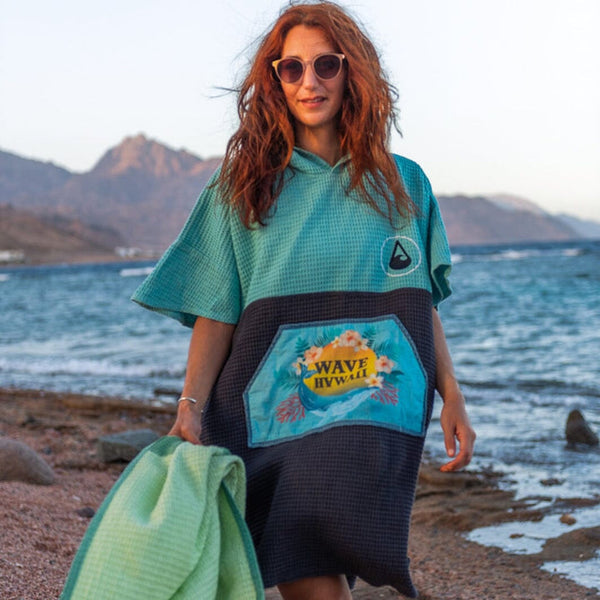 Travel Poncho Pahoa, Baumwolle Waffle Piquee